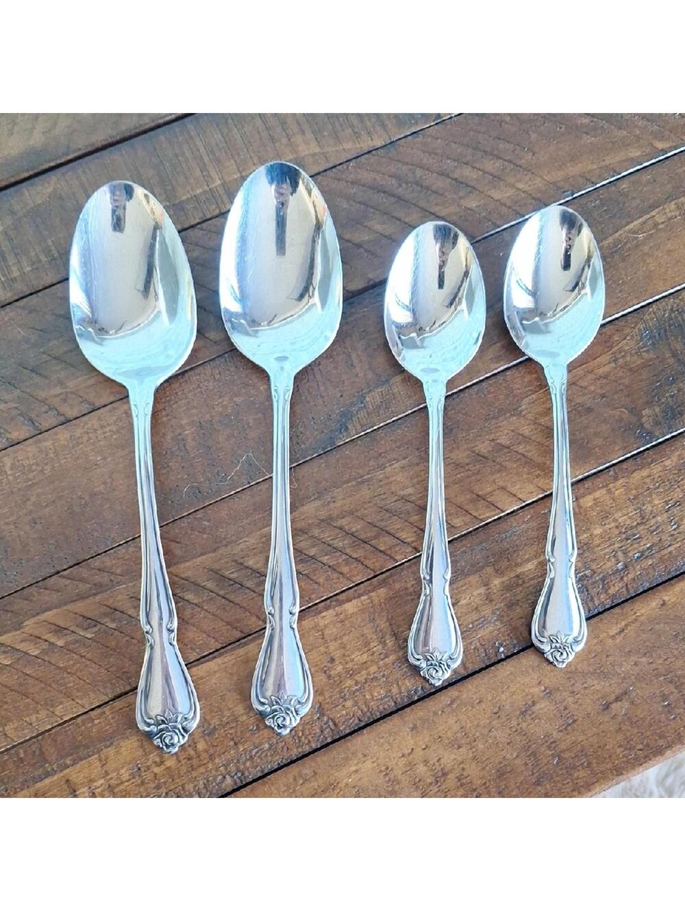 Oneida Stainless Rose Spoon Lot Made In Usa